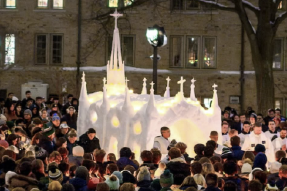 Students create 'St Olaf Ice Chapel' for campus mass