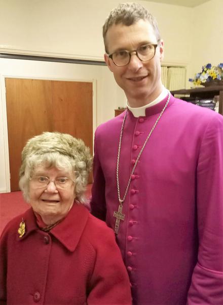 Mrs Edna Emery with Rt Rev Philip North, Bishop of Burnley
