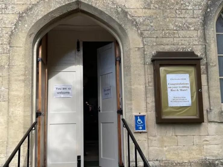 The entrance of Woodmancote Church near Bishop's Cleeve, Gloucestershire