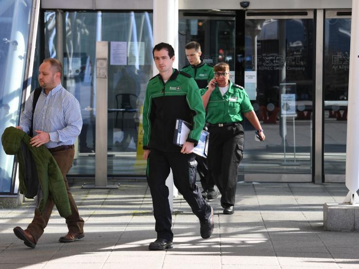 Medical professionals ExCel centre in London temporary hospital.jpg