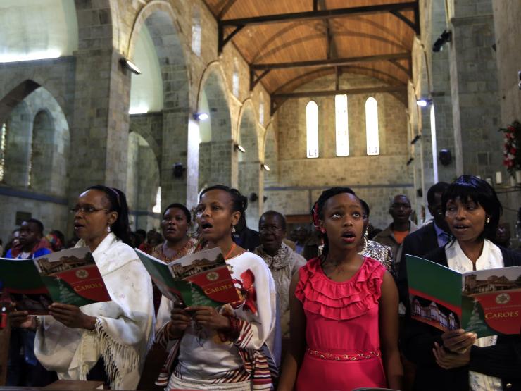Christians attend church in Kenya.JPG