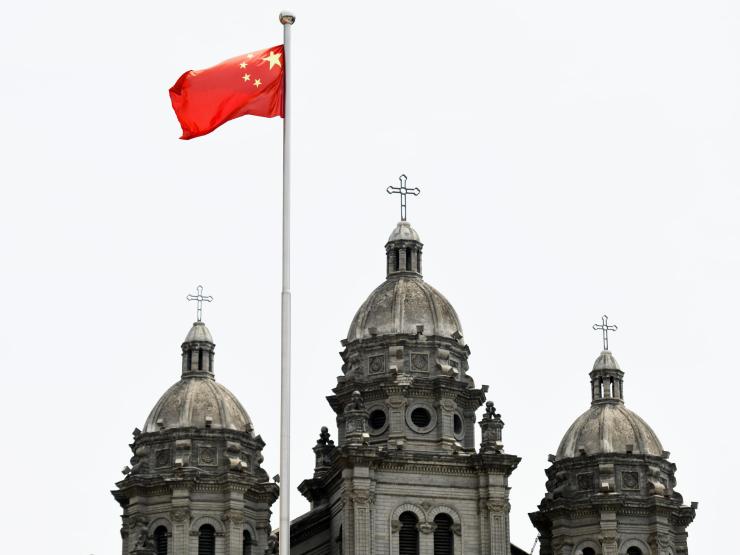 Chinese flag at a Catholic church.JPG